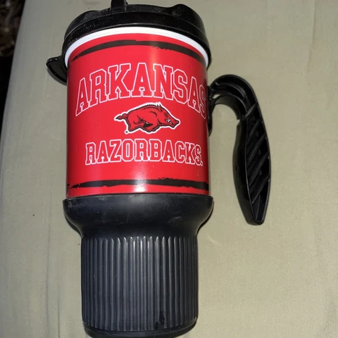 Arkansas Razorbacks Whirley Travel Tumbler Mug Cup With Lid Red And Black Cover