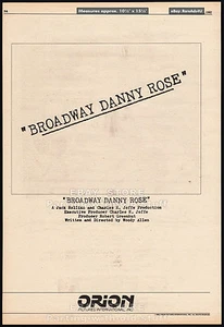BROADWAY DANNY ROSE__Original 1982 Trade print AD promo / poster__WOODY ALLEN - Picture 1 of 1