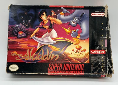 Disney's Aladdin (Super Nintendo Entertainment System) W/Tray Manual & Box-WORKS - Image 1 of 4