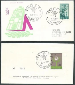 1971 ITALIA FDC VENETIA 319 POSTA AEREA CAMPIDOGLIO 100 LIRE TIMBRO DI ARRIVO - Picture 1 of 1