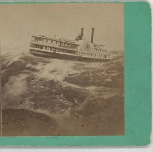 Steamer Corinthian Choppy Waves Stereoview c1875 - Picture 1 of 4