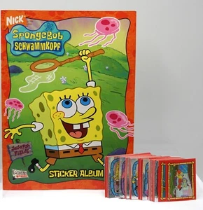 Merlín Bob Esponja Álbum Vacío Cabeza Esponja + 220 Juego de Pegatinas Imágenes Casi Completo - Imagen 1 de 2