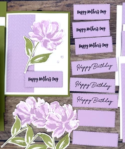 Stampin Up Card Kit Happy Birthday + Mother's Day Handmade Art Gallery ~ 4 Cards - Picture 1 of 4