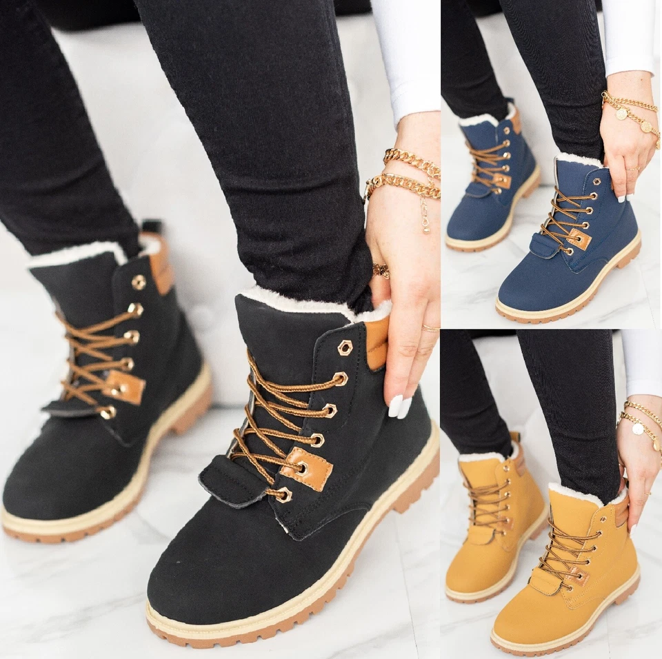 NEU DAMEN COMBAT KUNSTFELL GEFÜTTERT WARM WINTER ARMEE STIEFELETTEN DAMENSTIEFEL GRÖSSE