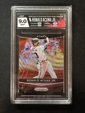 Ronald Acuna Jr 2018 Panini Chronicles Prizm Ruby Wave #6 Braves #129/199 HGA 9