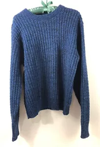 Vintage American Eagle Made in USA Thick Woven Wool Sweater Blue Large L - Picture 1 of 6