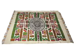 "Manta vintage azteca maya boho reversible a cuadros lana arte pop 84""x60""" - Imagen 1 de 12