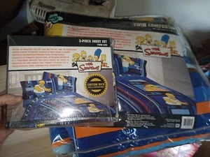 Simpsons Comforter & 3pc MATCHING Sheet Set Twin New HTF VINTAGE BART LISA HOMER - Picture 1 of 20
