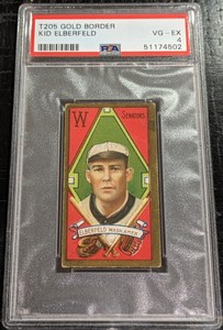 1911 T205 Gold Border Kid Elberfeld PSA 4 VG-EX Honest Long Cut Senators