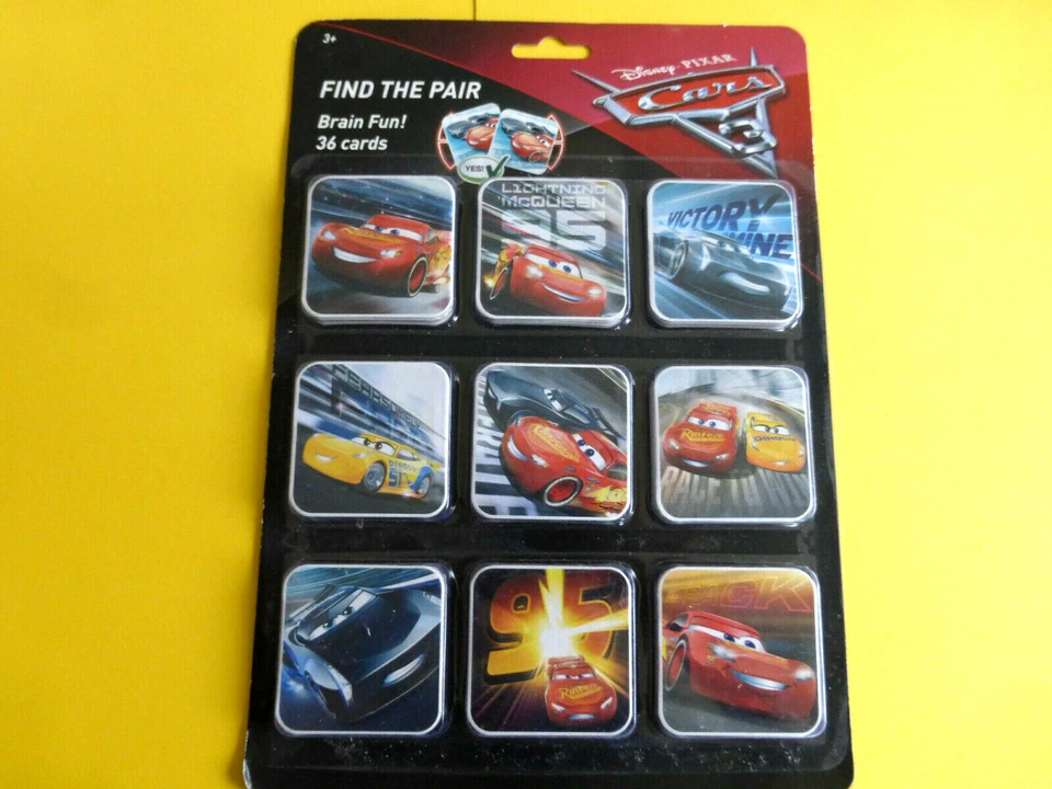 MARKENLOS Disney Cars 3 Memorie für Kinder 36 Karten