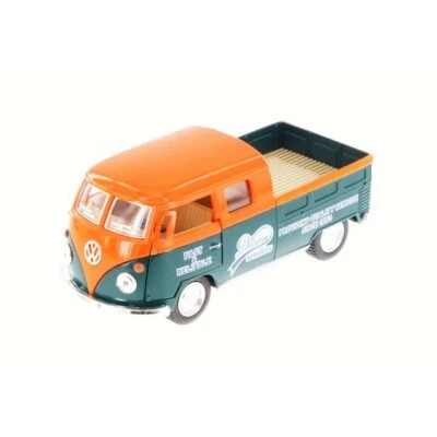 5396D Kinsmart 1963 Volkswagen Bus Double Cab Pickup Delivery  1:34 Green Orange - Image 1 of 2