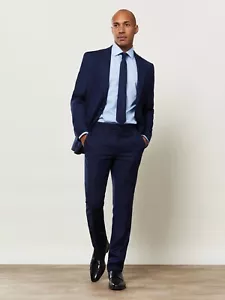 TM Lewin Maxwell Infinity Active Slim Fit Navy Textured 2 Piece Suit - Picture 1 of 9