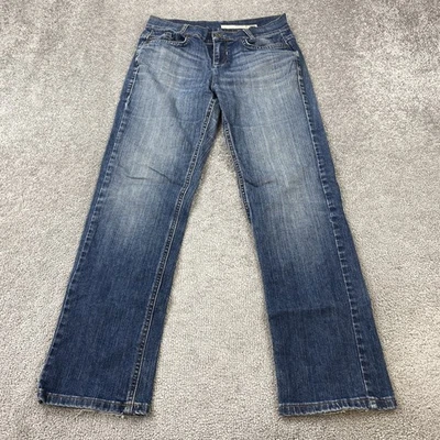 Pantalones de mezclilla para mujer DKNY 6P azul pierna recta desgastados pequeños informales Foto 1 de 4