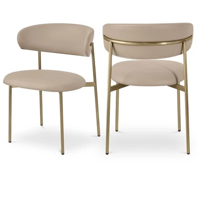 Silla de comedor Lupita de cuero vegano topo, juego de 2 Foto 1 de 4