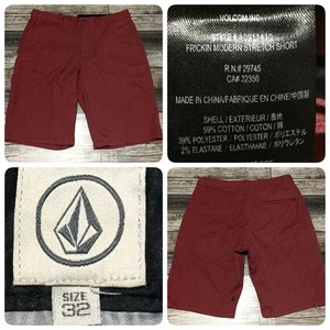 Volcom Frickin Modern Stretch Shorts Men’s 32 Red (Inseam 10.5) Casual Chino - Picture 1 of 8