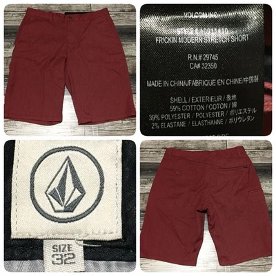 Volcom Frickin Modern Stretch Shorts Men’s 32 Red (Inseam 10.5) Casual Chino - Image 1 of 4
