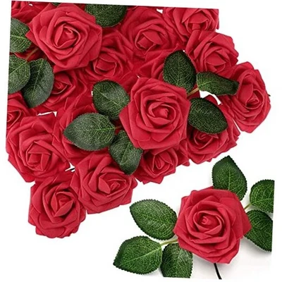 150 Piezas Rosas Artificiales A Graneles Rosas Falsas Flores para Hágalo Usted Mismo Boda Rojo Foto 1 de 4