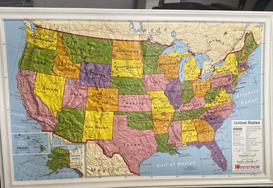 Nystrom Raised Relief Map United States 18”x28” - Image 1 of 4