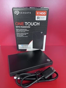 Seagate One Touch 1TB External USB HDD Hard Drive Disk SRD0VN2 Black With Rescue - Photo 1/8