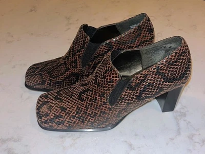 Botines Sam & Libby Piel Serpiente Talla 6M DE COLECCIÓN Tacón Bloque Puntera Cuadrada Foto 1 de 4