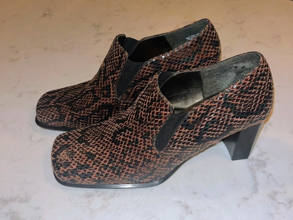 Botines Sam & Libby Piel Serpiente Talla 6M DE COLECCIÓN Tacón Bloque Puntera Cuadrada Foto 1 de 4