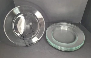 Juego de 7 platos de cena redondos vintage de vidrio grueso grueso transparente de 10,5"  - Imagen 1 de 20
