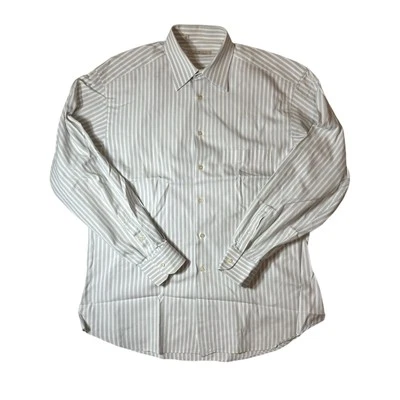 Ermenegildo Zegna Mens Dress Shirt 16|41 Striped Classic White Business - Image 1 of 4