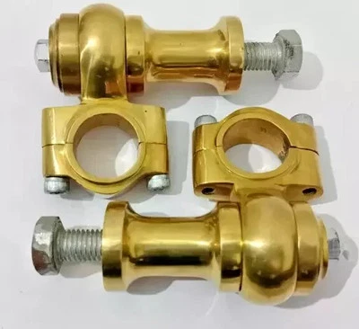 Fits Universal Motorcycle 1" Handlebar Risers Clamp 2" Rise Brass - Image 1 of 3