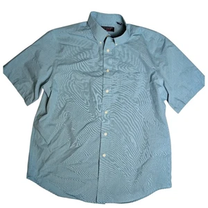 Camisa de Viaje Roundtree & Yorke Inteligente Azul Pata de Gallo Abotonada Para Hombre Talla Grande - Imagen 1 de 6