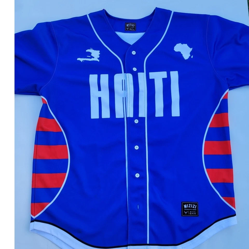 Auténtica camiseta de la selección nacional de fútbol HAITI Mizi 1804 azul talla XL Foto 1 de 4