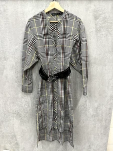 Karen Millen Dress Size 6 Black White Check Belted Cotton Shirt Midi - Picture 1 of 9