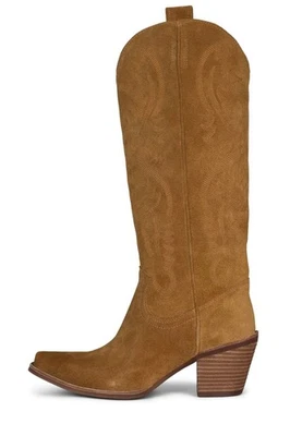 Jeffrey Campbell Rancher-K Tan Brown Suede Leather  Wms 10 Cowboy Boot - Image 1 of 4