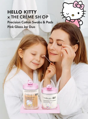 Hello Kitty x крем магазин розовое стекло банка дуэт хлопковые тампоны и подушечки - новый запечатанный - Изображение 1 из 4