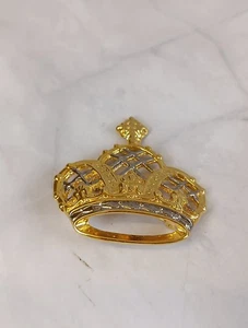 Vintage Gold & Silver Tone Crown Brooch 1.5ins VGC - Picture 1 of 3