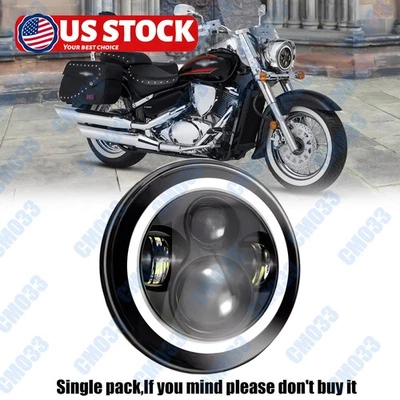 Faro LED de 7" ojos de ángel para motocicleta Harley-Davidson Honda Yamaha EE. UU. Foto 1 de 4