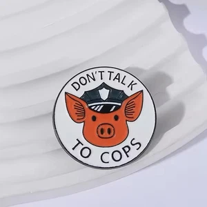 Don’t Talk To Cops Enamel Pin - Pig In Hat - Community - We Help Us- FTP ACAB - Picture 1 of 8
