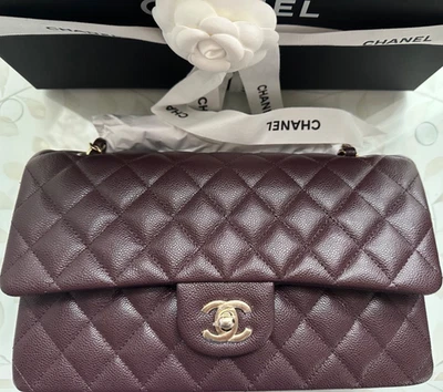 New REV 25A CHANEL Medium Classic 11.12  Flap Dark Brown Caviar Bag Gol RECEIPT - Image 1 of 4