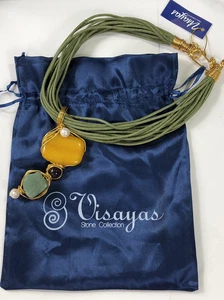 Visayas Necklace Stone Collection Semi Precious Gemstone Pearl w Pouch 18" - New - Picture 1 of 21