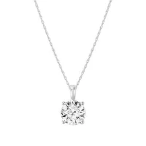1 CTTW Round Shape Lab Grown Diamond Pendant With Chain in 10K White Gold - Picture 1 of 2