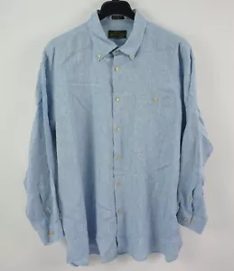 Orvis Signature 100% Linen Men's 2XL Long Sleeve Light Blue Button Down Shirt - Picture 1 of 8
