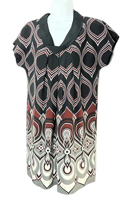 Tibi Women's Dress Size 4 Black Red Geometric Print 100% Silk Modernist Shift - Image 1 of 4