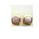 Vintage Cabochon Gold-tone Clip On Earrings Rose Quartz Mob Wife Aesthetic