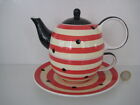 WHITTARDS OF CHELSEA SPOTS & STRIPES TEA FOR ONE STACKING TEAPOT CUP & SAUCER
