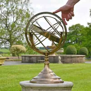 50cm Tall Antique Brass Celestial Garden Armillary Sundial Sphere - Picture 1 of 6