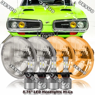 4PCS 5.75" LED Round Headlights High/Low Beam for Dodge Charger 1966-1974 white — 第 1/4 张图片
