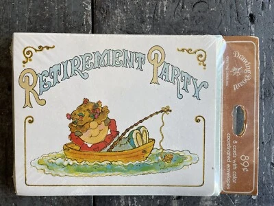 (8) NOS Vintage RETIREMENT PARTY Drawing Board Greeting Cards Fishing Invitation - Image 1 of 4