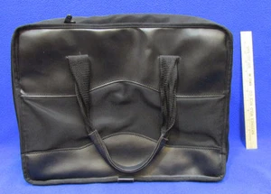 Port Nylon Laptop Computer Porfolio Travel Bag Black Zipper Pocket Double Handle - Picture 1 of 8