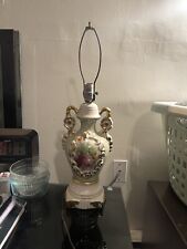 1940’s Ulrich Antique Victorian Art Deco Lamp French County Floral Gold Pink Red