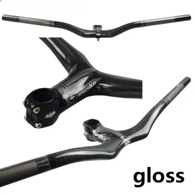 Full Carbon Mountain Bike Flat Handlebar Integrated Handlebar with Stem 28.6mm - Image 1 of 4