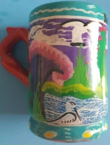 Handpainted Xel Ha Mexico Pottery Coffee Mug Souvenir Collectible Colorful - Picture 1 of 6
